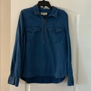 Madewell Classic Blue Denim Zip-Up Shirt